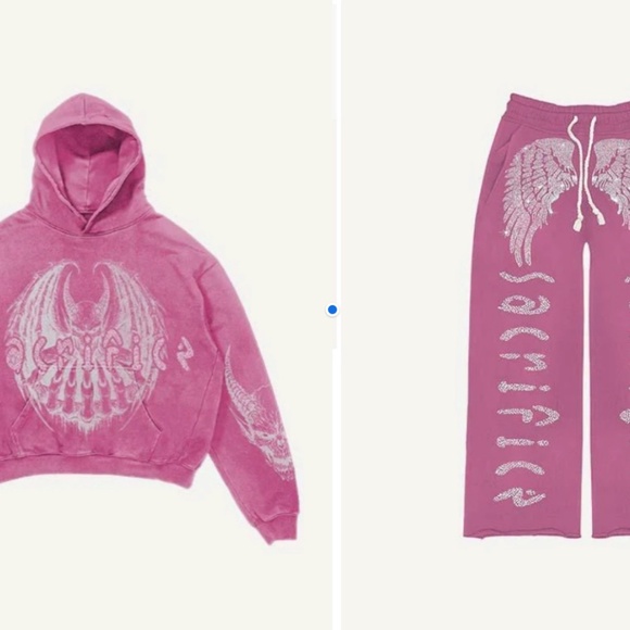 Brand New! Modewawa Demon & Wing & Letter Hoodie and Sweatpants - Picture 1 of 16